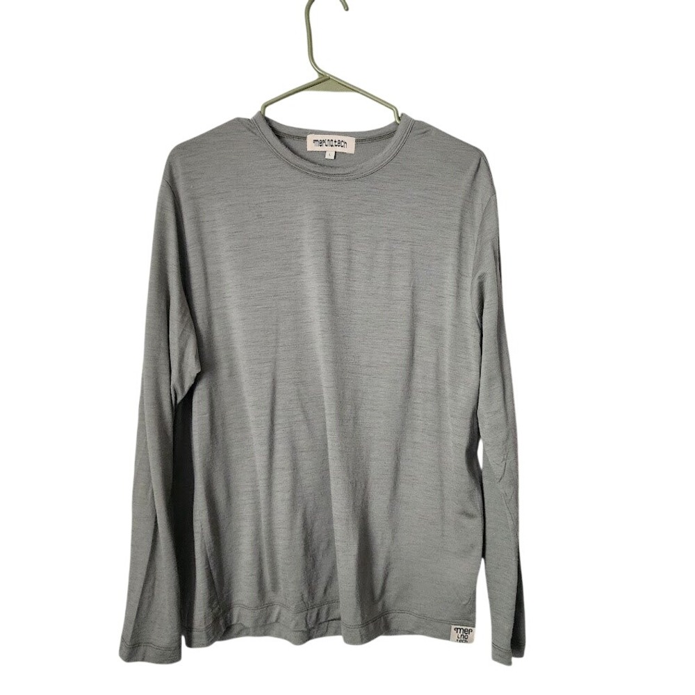 MERINO TECH 100% wool base layer top in stone gorpcore campcore L